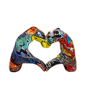 Polyresin Handherz bunt