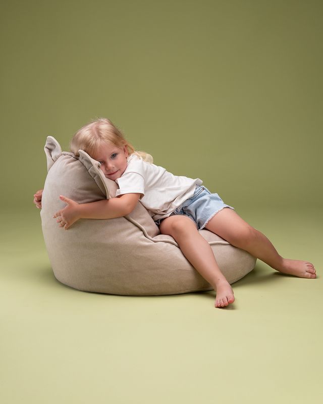 Kinder Sitzsack Indoor Bär Samt | Beige | Wigiwama – Bild 16
