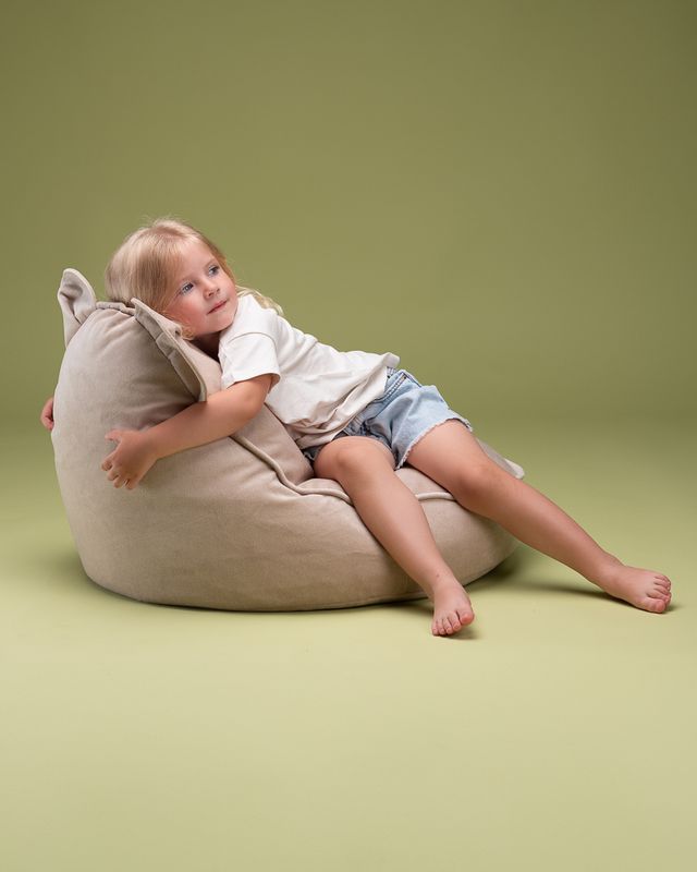 Kinder Sitzsack Indoor Bär Samt | Beige | Wigiwama – Bild 17