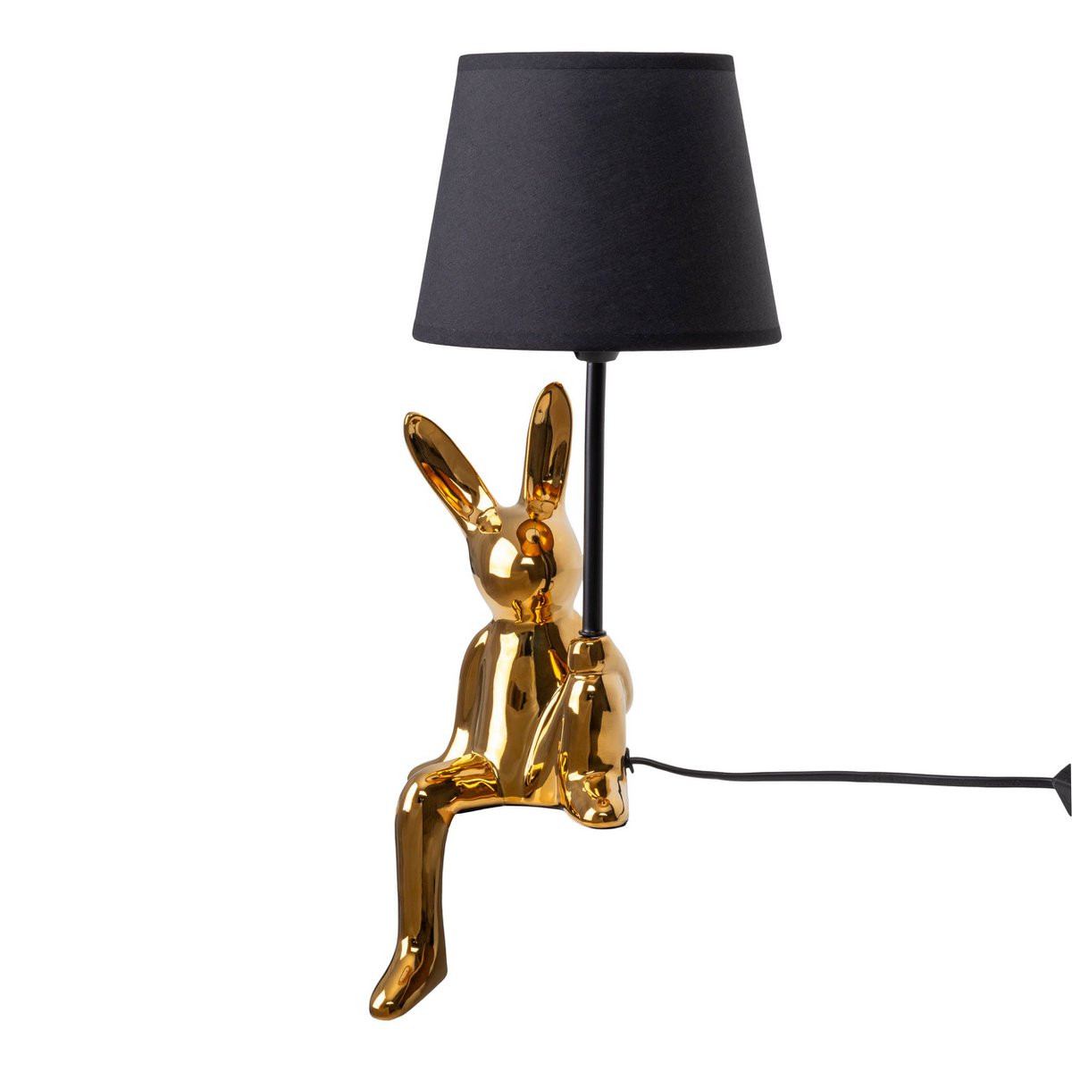 Tischleuchte "HELGE" Ø 18 cm, Höhe ca. 45 cm, aus Keramik in Schwarz und Gold, schwarzer Textilschirm – Bild 3